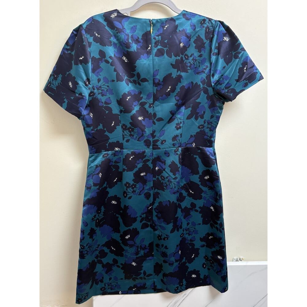 Draper James Womens Floral Structured Mini Dress Teal Blue Cutout Size 12 NWT - Picture 4 of 7
